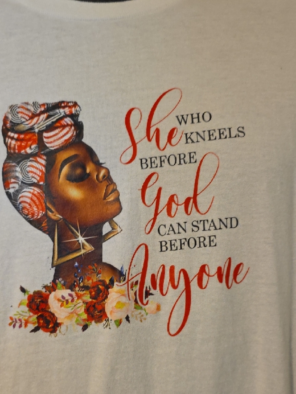 White Graphic  Tee with Inspirational Design - Picture 6 of 6
